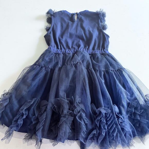 Crewcuts by J.Crew Navy Tulle Ruffle Flower Dress Girls Size 4 - Picture 6 of 8